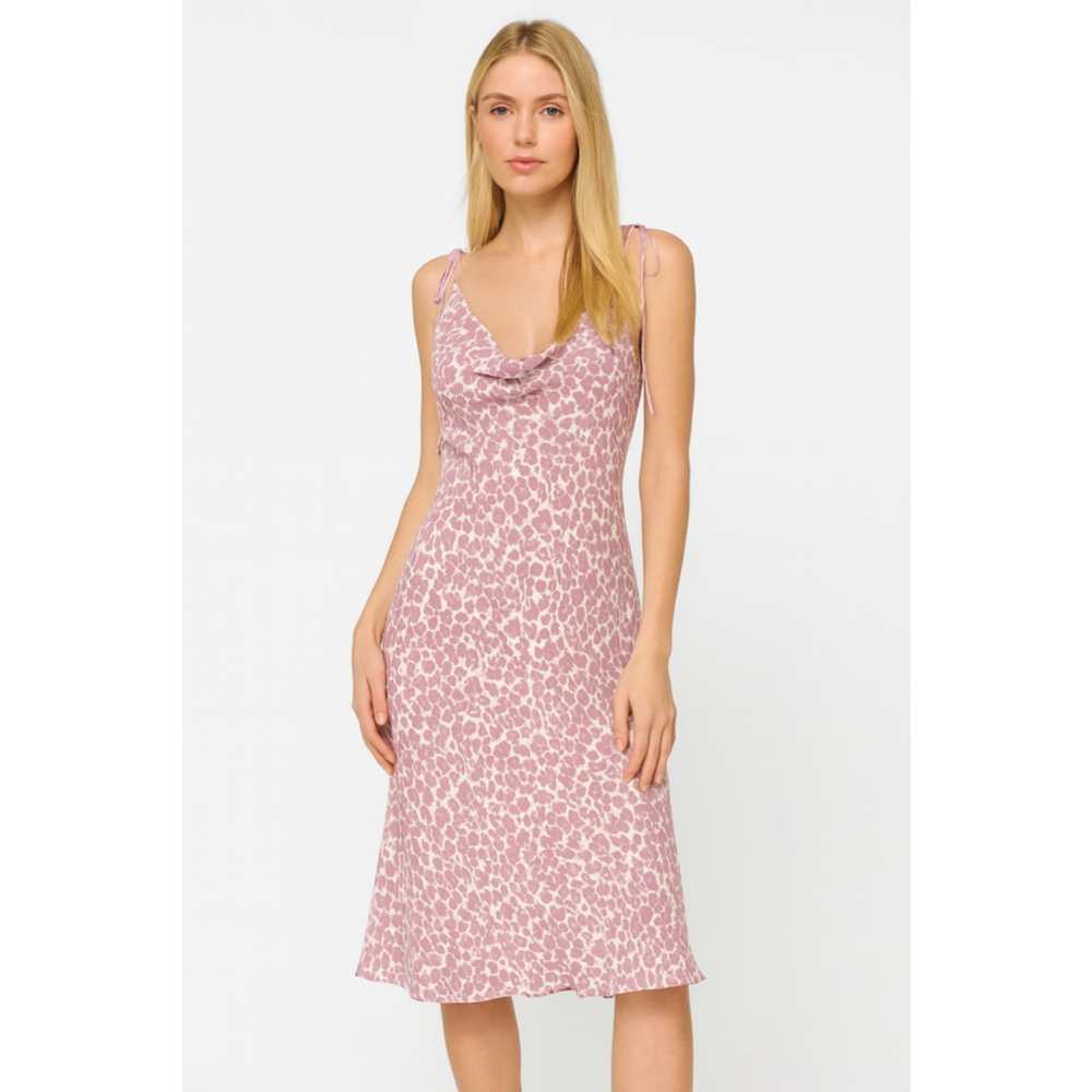 J.Crew Purple Leopard Print Silk Cowl Neck Midi Dress 8
